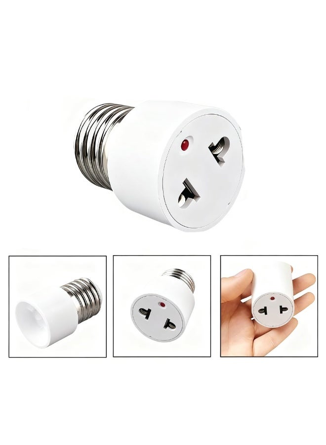 2-Pack E26 E27 Light Socket to 2-Prong Plug Adapter, Medium Base Lamp Holder Socket Outlet Converter for Garage Workshop Porch, UL Listed (White) - Image 3